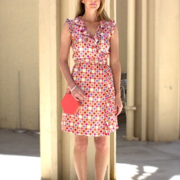 Florence Broadhurst for Kate Spade Silk Knee Length Aubrey Wrap Dress 8 - Picture 1 of 9